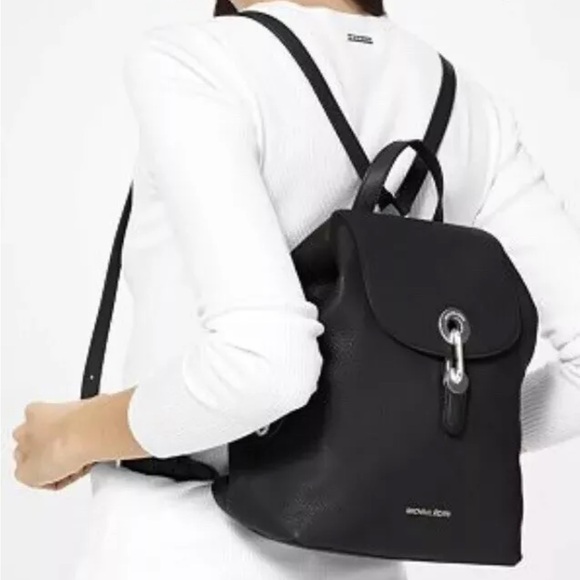 Michael Kors Raven Leather Black/Silver Backpack brand new - Picture 4 of 4
